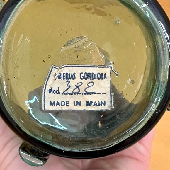 vintage Gordiola Spanish Turquoise Glass vase - Picture 3 of 5